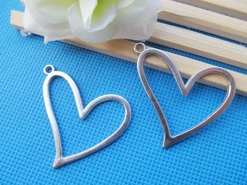 

100pcs 41.70mmx35mm Antique Silver tone/Antique Bronze Heart Connector Pendant Charm Finding,Bracelet and Necklace DIY Charm