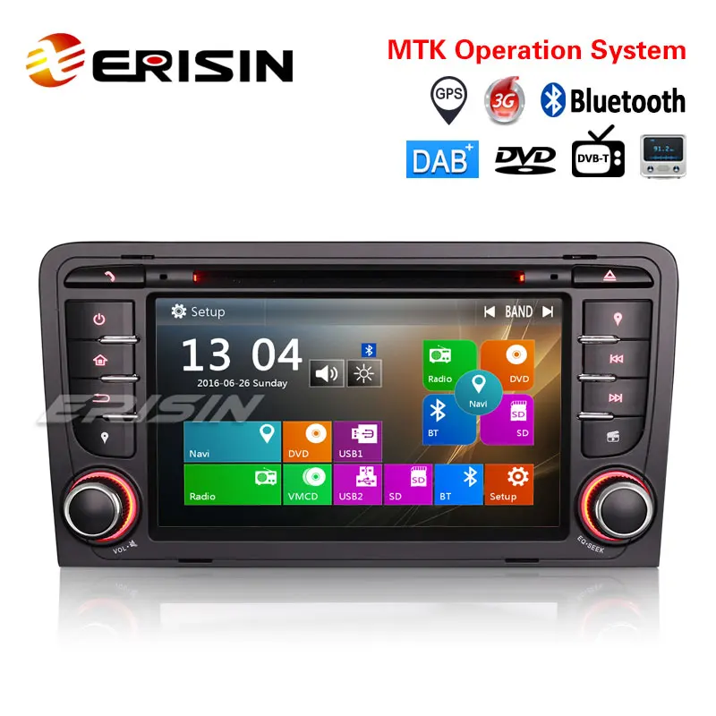 Erisin ES7147A Wince 6.0 2 Din 7 inch MTK Car DVD Player GPS Sat Nav For Audi A3 S3 RS3 RNSE-PU 3G DAB+ Bluetooth System