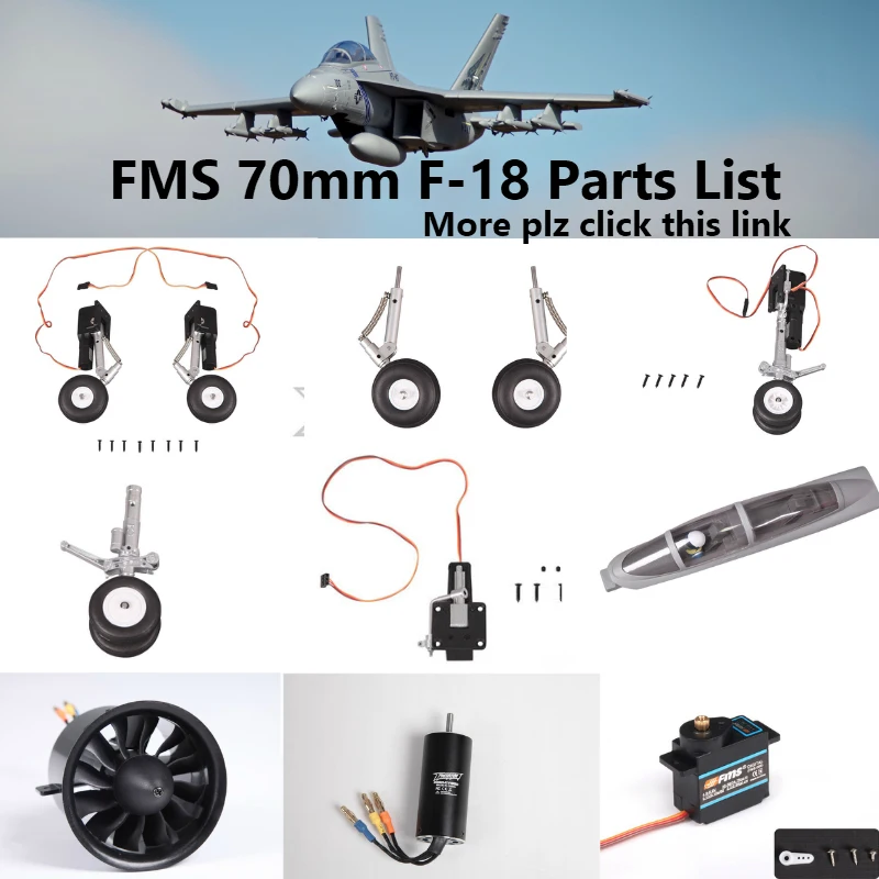 FMS 70mm F-18 F18 EDF wentylator kanałowy Jet części zestaw nóg podporowych wycofać silnik ESC Servo baldachim RC model samolotu samolot