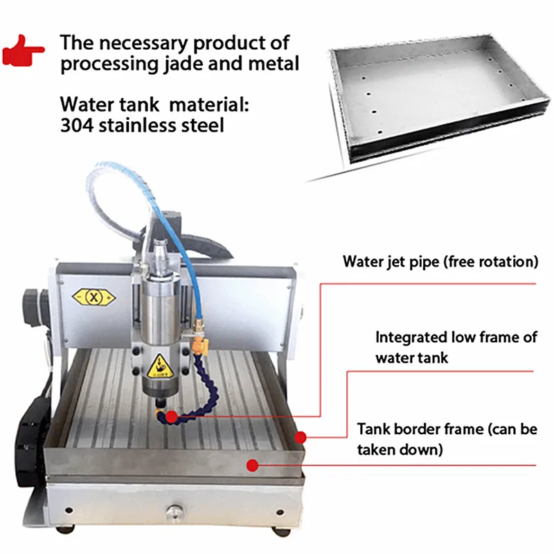 

4 Axis CNC Milling Machine 3020 1500W Water Cooled Spindle Metal Engraving with Water Tank Mach3 Router Engraver Milling Machine