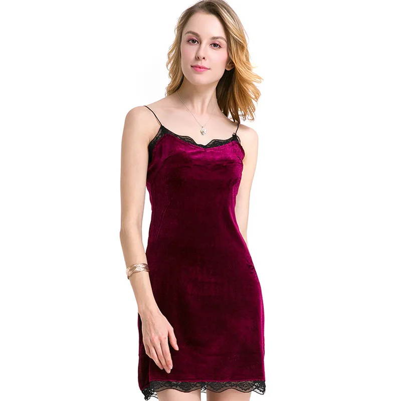 

YSMILE Y New Arrive Sexy Velvet Dress Lace Decoration Solid Backless Camisole Female Dress Slim Daily Party Women Clothes BK8831