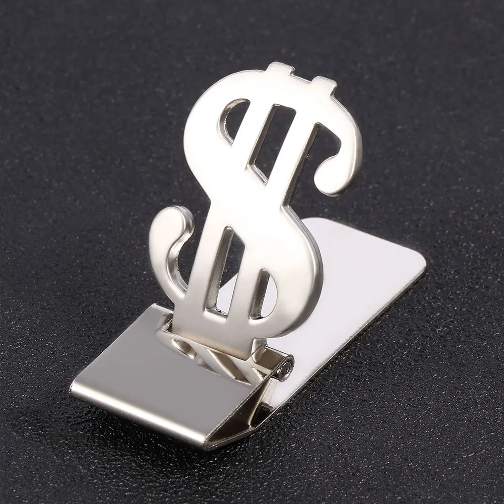 1Pc Stainless Steel Metal Money Clip Dollar Design Fashion Simple Silver Dollar Cash Clamp Holder Wallet For Men Women