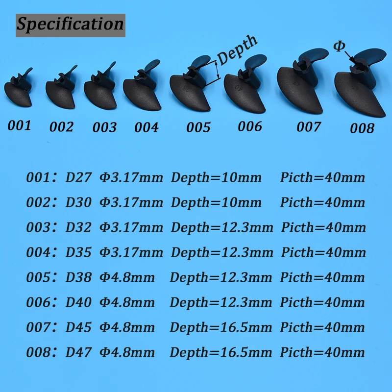 Rc Boat Two Blades Paddle 2 Blades Nylon Boat Propeller High Strength Screw D27/30/32/35/38/40/45/47mm