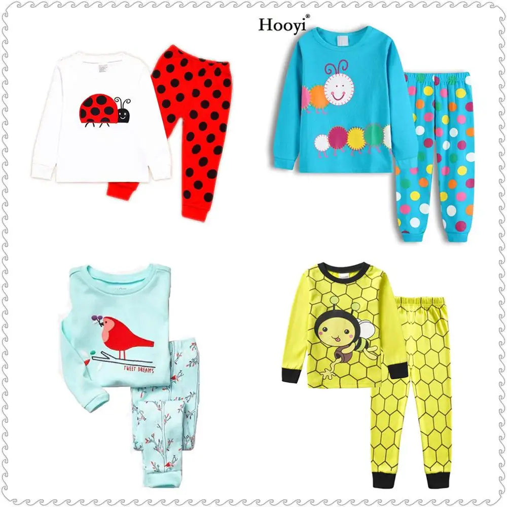 Ladybug Girl Clothes Suits Embroidery Cotton Baby Girls Pajamas Print Children Sleepwear Cartoon Pyjamas T-Shirt + Pant 2PCS Set