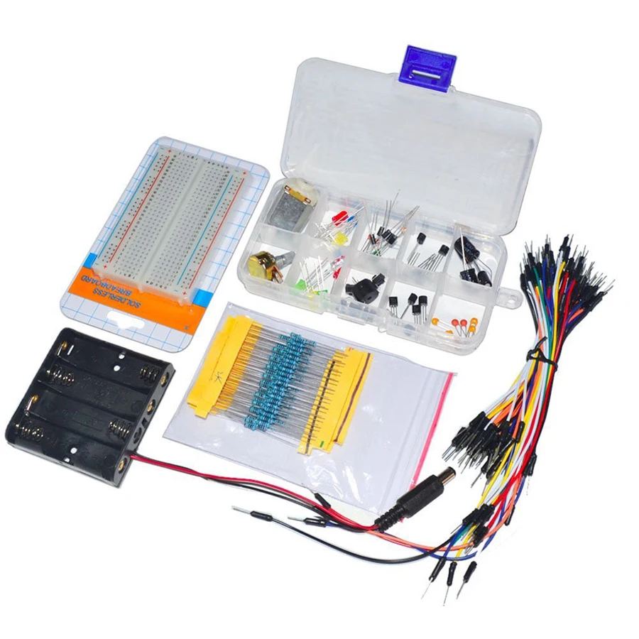 Electronic Universal Parts Kit Breadboard LED Cable Resistor Potentiometer Capacitance for UNO Kit