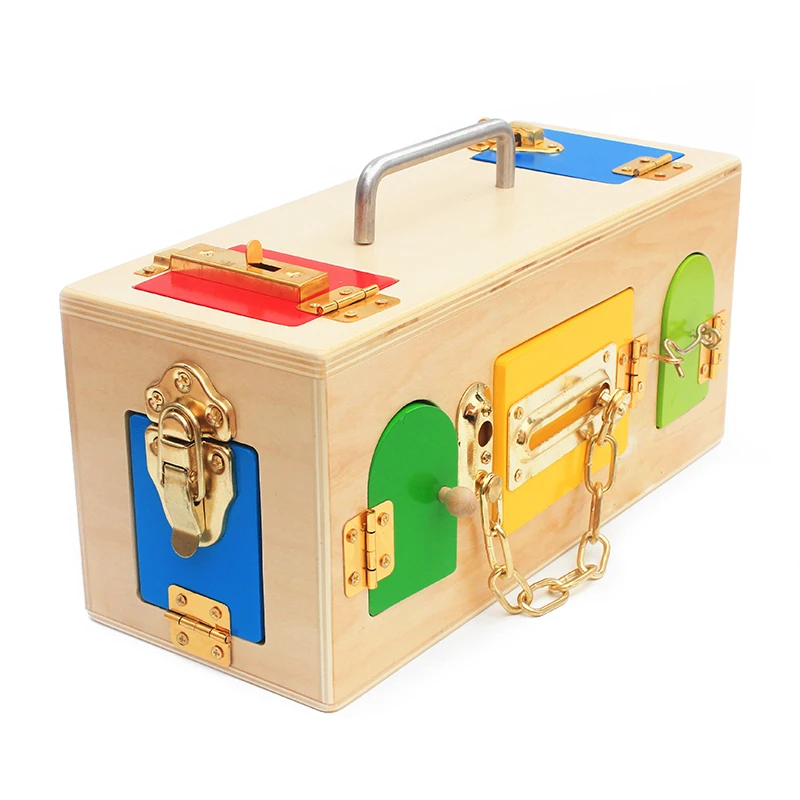 Montessori Materialen Praktische Leven Speelgoed Lock Box Open Het Slot Sleutel Educatief Houten Speelgoed Voor Kinderen Basic & Leven Vaardigheden speelgoed