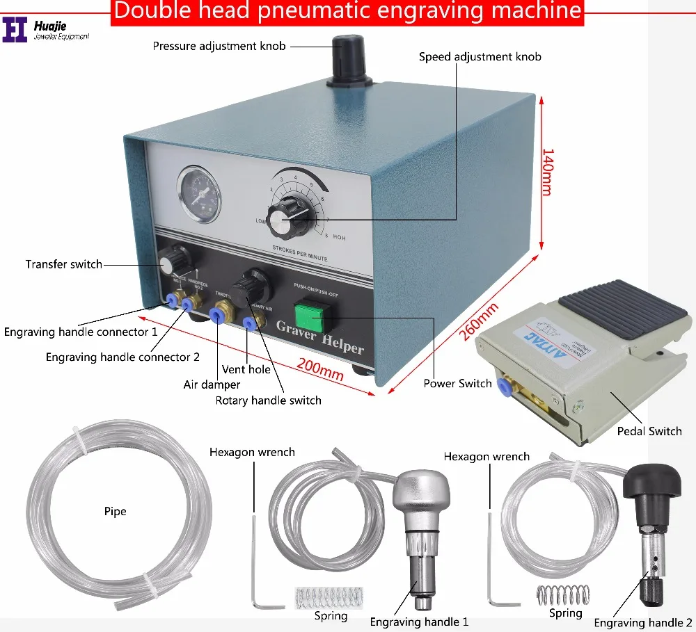 

Jewellery Pneumatic Engraving Machine Double Ended Hand Engraver Graver Max