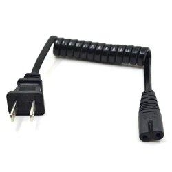 Retractable JP US NEMA 1-15P 2PIN Plug To IEC 320 C7 AC Short Portable Spring Cord 2 Prong C7 20cm PU Power cable 10-30cm