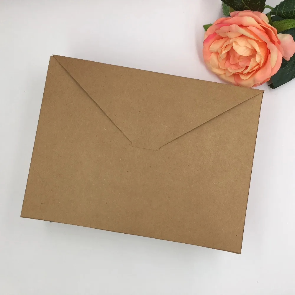 20Pcs/Lot Natural Handmade Kraft Paper Envelope Design Boxes 20x15x6cm Sealed Gifts Carrying Jewelry Case For Storage Decoration