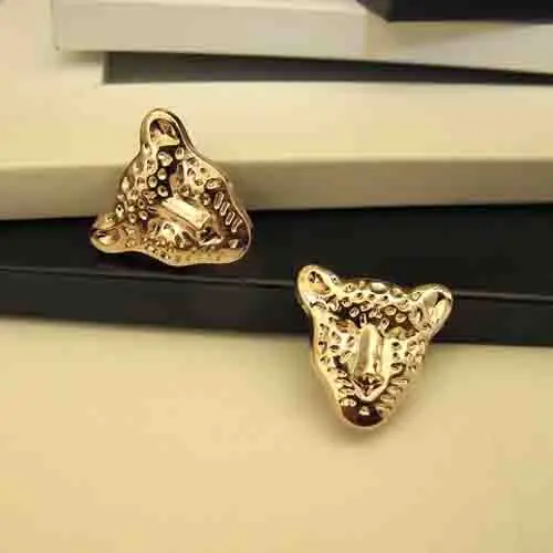 Fine Quality Gold Metal Leopard head charm Rivet Shank Snap Button DIY Clothes Jeans Canvas Pants Bag Hat decorative ornament