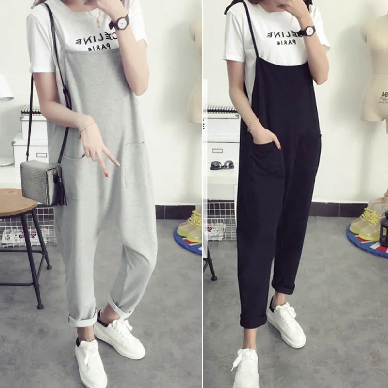 Maternity Bib Pants Pregnant Trousers Belt Plus Size XXXL Clothes-For-Fat-Women Pregnant-Overalls Jumpsuit Solid Color Women new