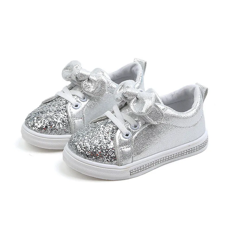 Baby Girls Shoes Toddler Children Baby Girls Boys Casual Shoes Sequins Bowknot Crystal Run Sport Sneakers Shoes For Girls