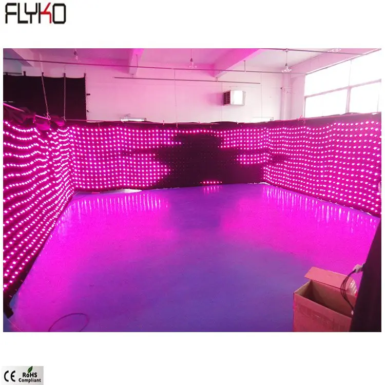 Flyko stage Multi-purpose led video cloth  LED stage curtain P100mm 2x17