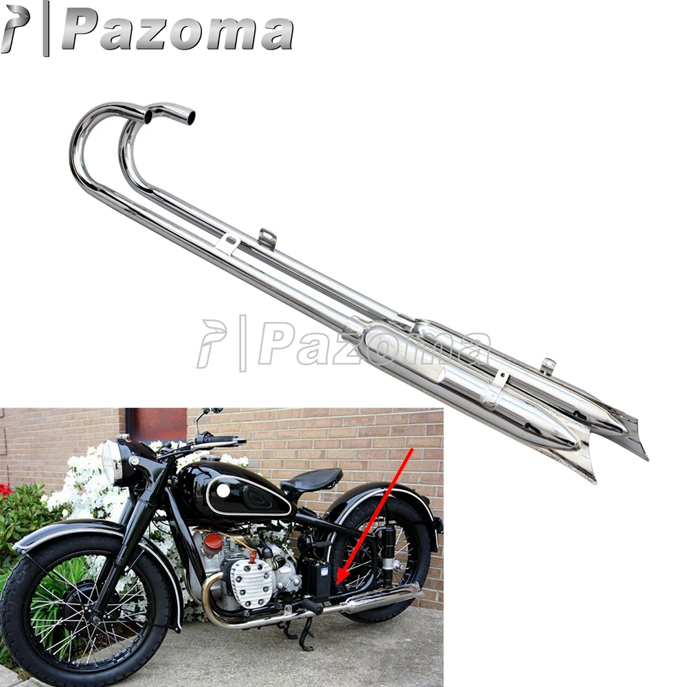 

24HP 32HP Motorcycle Retro 750cc Fishtail Front & Rear Exhaust Muffler Pipe Silencer For BMW K750 M1 M72 R71 R12 Dnepr MT12