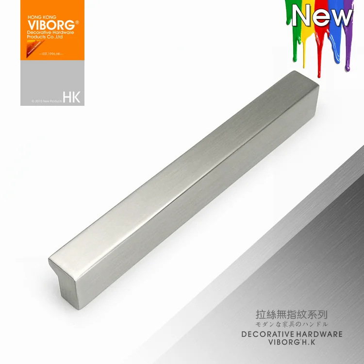 (1 Piece)VIBORG Top Quality 184mm Zinc Alloy Modern Kitchen Cabinet Cupboard Door Drawer Handles Pulls Pull brushed SA-728A