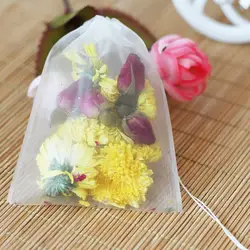 Sachets de thé vides en Nylon, 100 pièces/lot, sachets de thé avec ficelle, scellé, filtre, pour thé aux herbes en vrac, 7 tailles