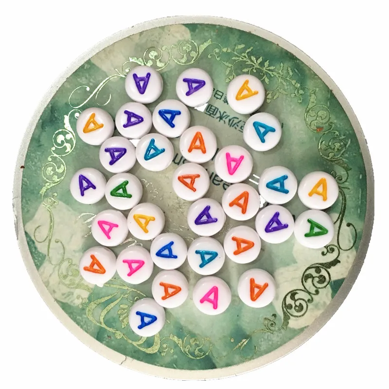 

Newest 4*7MM Colorful Acrylic Letter A Beads Flat Coin Round Shape Plastic Alphabet Jewelry Spacer Beads English Character