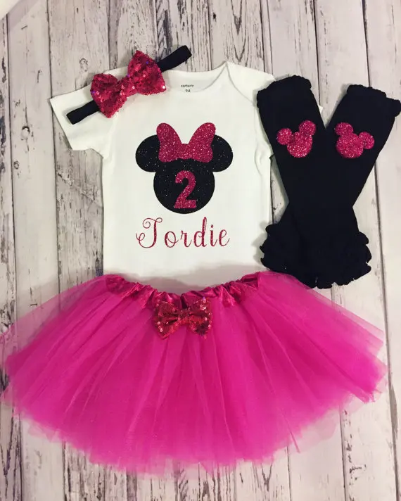 personalized Mini mouse first birthday bodysuit onepiece Tutu legwarmers toodles Outfit Set baby shower party favors