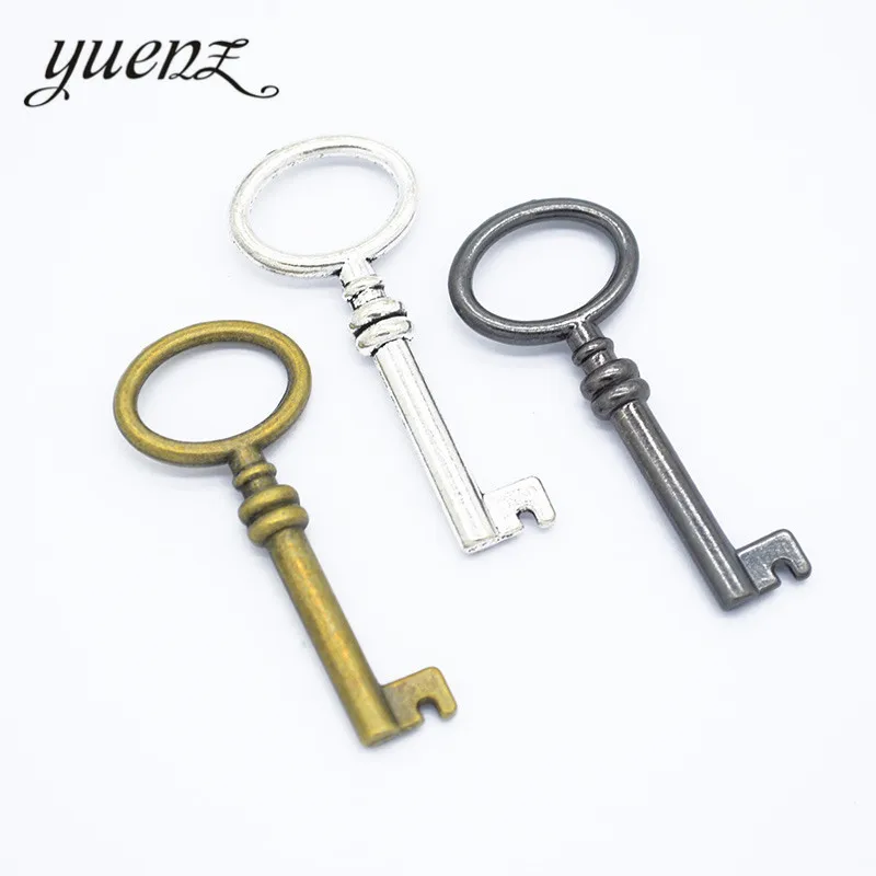 YuenZ 8pcs 3 colour Antique bronze key Pendant Alloy DIY Fashion charm Bracelet Necklace Jewelry Accessories 41*17mm O258