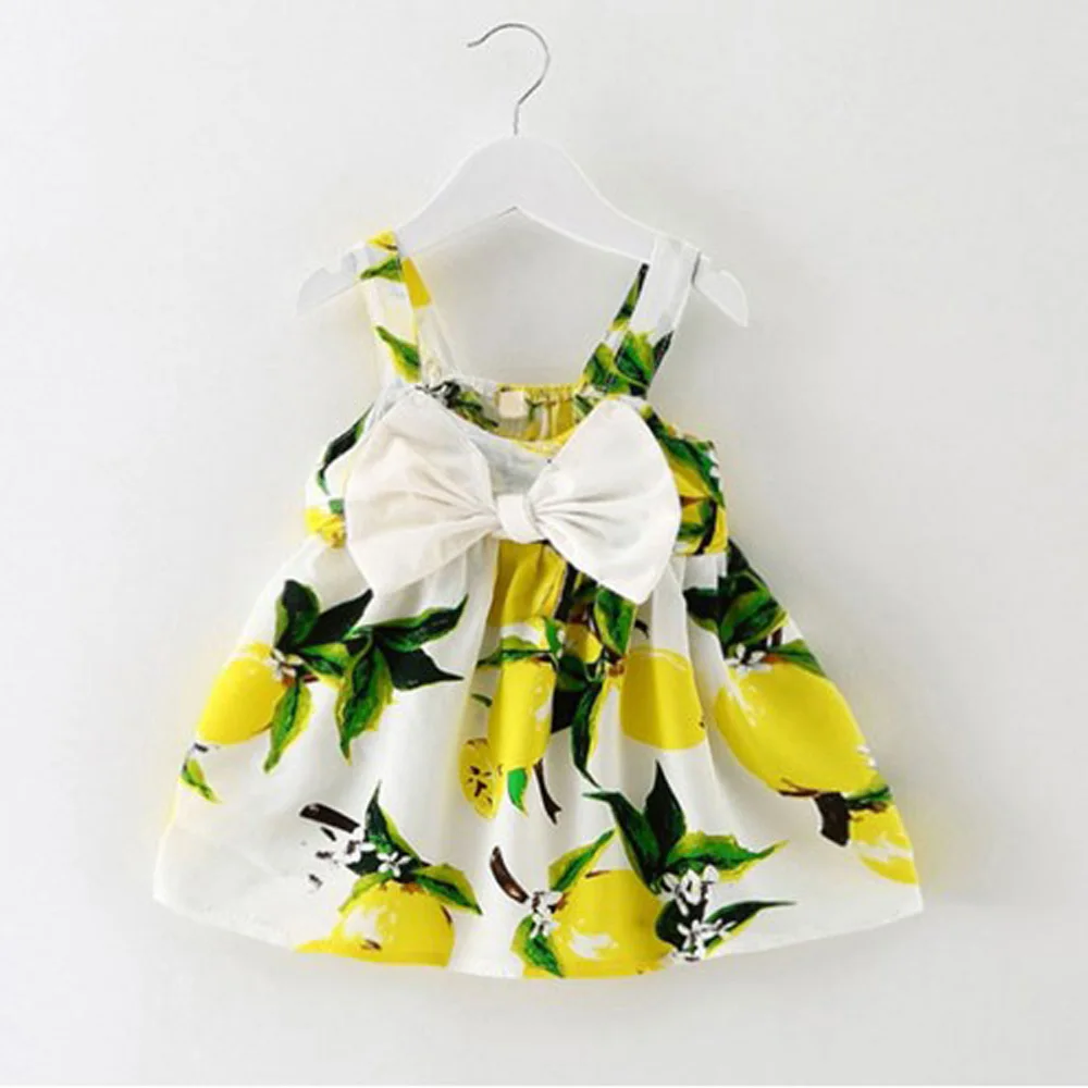 

summer baby girls dress baby cool cotton party princess dresses Infant baby clothes brand design sleeveless print bow dress DR01