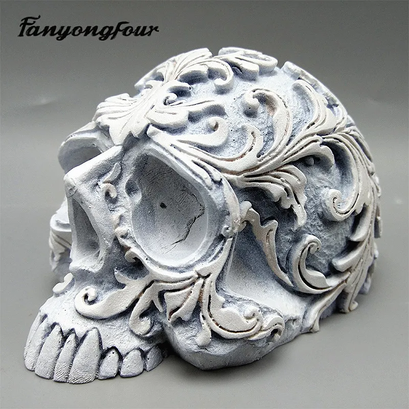 Pattern Skull Silicone Mold DIY Handmade Gypsum Aromatherapy Candle Concrete Crystal Dropping Resin Mold Manufacturing Crafts