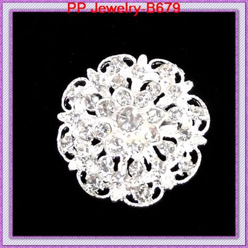 

Lovely Silver Tone Clear Crystal Rhinestone Small Floral Collar Brooch Pins