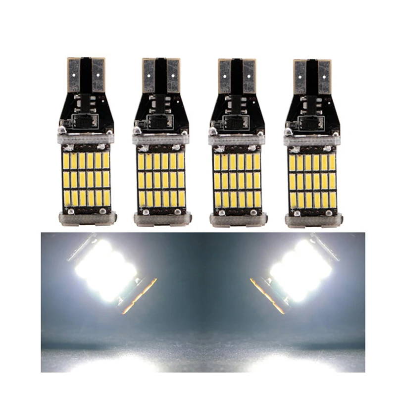 10Pcs Car LED T15 W16W 920 921 912 Canbus Auto Reverse Lights No Error Backup Parking Lamp Bulbs 4014 45SMD White12V