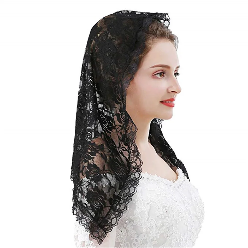 Black Lace Veil Mantilla for Church Catholic Latin Mass HeadCovering Vela mantilla negra Voile Dentelle Vela negra Mantilla 2019