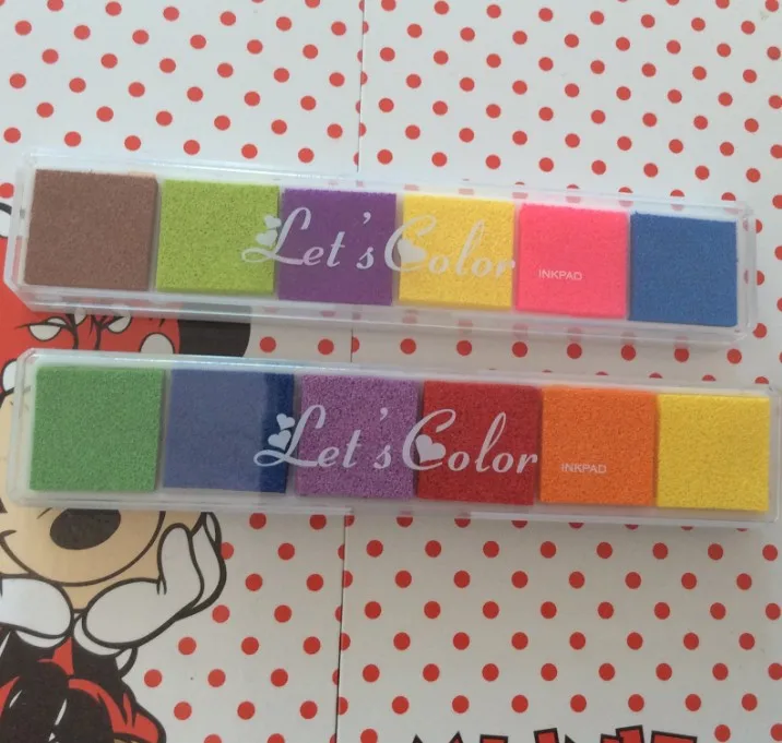 6 farben Lange Bunte Inkpad Handwerk Öl Basierend Diy Tinte Pads für Gummi Briefmarken Stoff Sammelalbum Fingerprint Kinder Kunst Versorgung