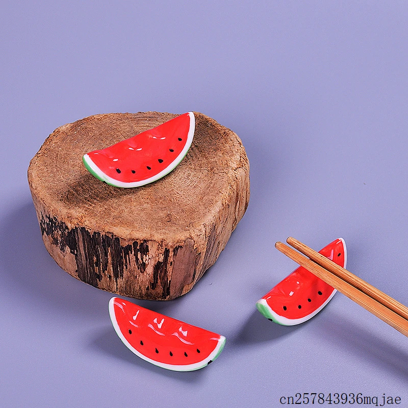 100pcs Chopsticks Holder Watermelon Tomato Chopstick Rack Ceramic Table Spoon Fork Kitchen Tableware Hoders