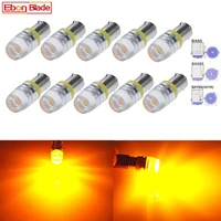 Bombillas de luces LED para coche, lámpara COB ámbar, amarillo, naranja, estilo automático, 6V, 12V, 24V, CC, BA9S, T11, T4W, BA9S, H6W, BAY9S, H21W, 10 Uds.