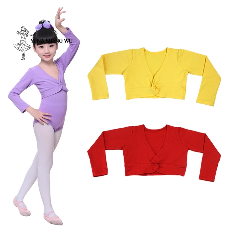 Girls Kids Long Sleeve Ballet Dance Jacket High Waist Small Coat Children Gymnastics Leotard Coat Spring Autumn