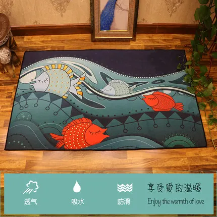 

Modern Minimalist Cartoon Carpet, Children's Bedroom, Full Bedside Blanket, Home Rectangular Fish Mat