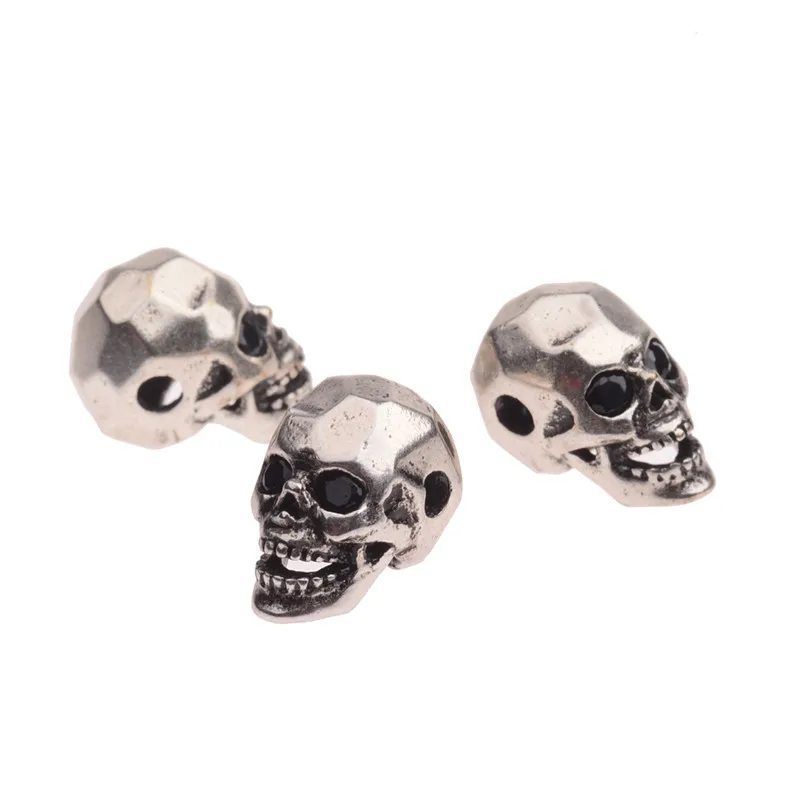 DOUWEI 2018 New Micro Pave Black Zircon Skull DIY Beads For CZ Jewelry Making Metal Copper Beads For Men Bracelet