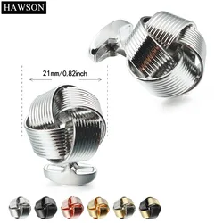 HAWSON High Quality Button Flower Cufflinks for Male Wedding Party Shirt Cuff Links  Jewelry with Gift Box