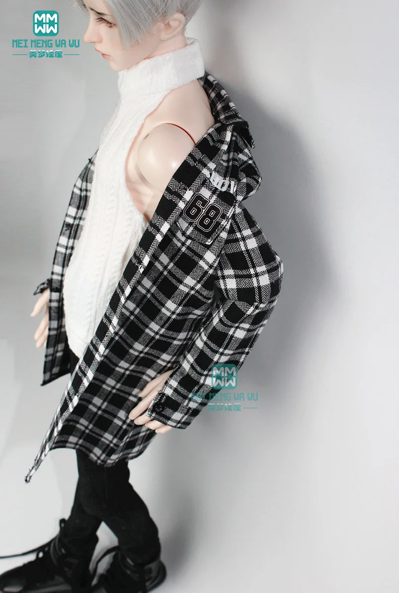 BJD doll clothes for 60-70cm BJD uncle Black and white plaid shirt, vest, slacks
