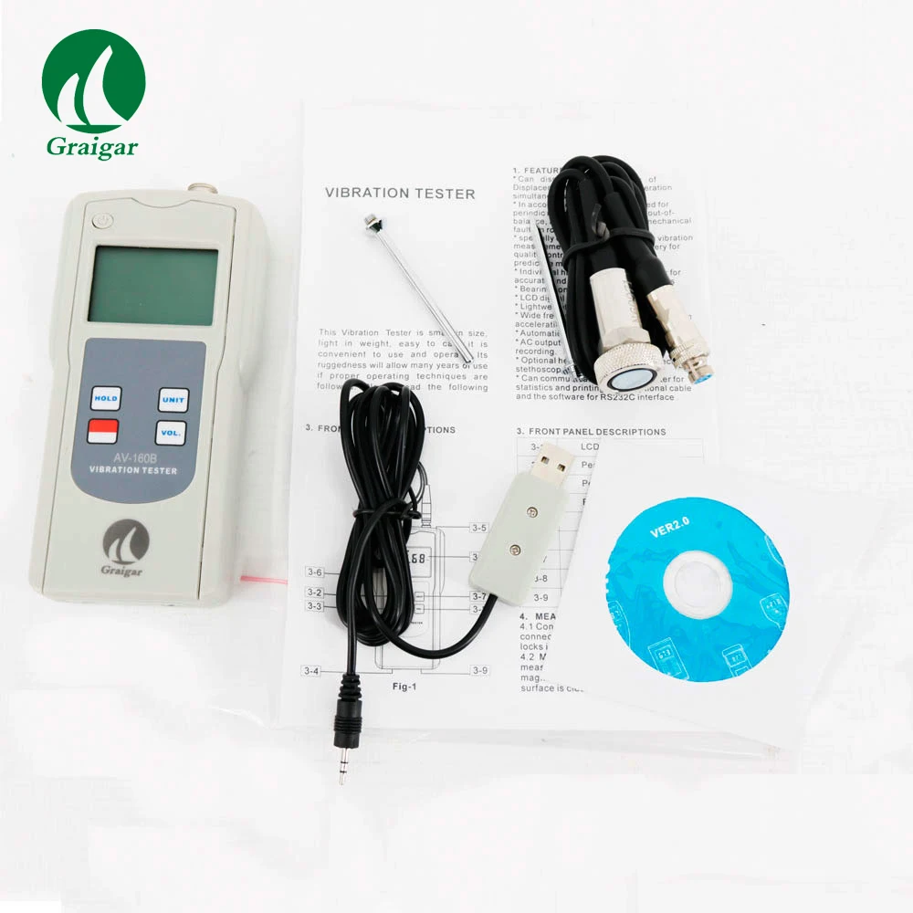 Smart Gauge Digital Vibration Meter AV-160B Displacement 10Hz. ~ 1kHz.