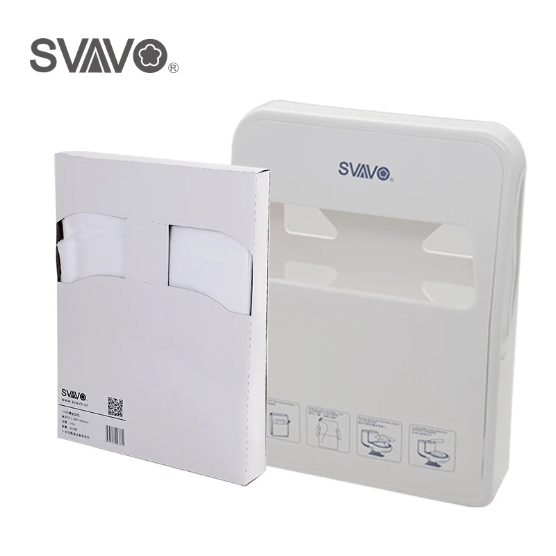 SVAVO ABS Plastic Wall Mounted Toilet Seat Cover Paper Dispenser 1/4 Toilet Seat Pad Paper Holder