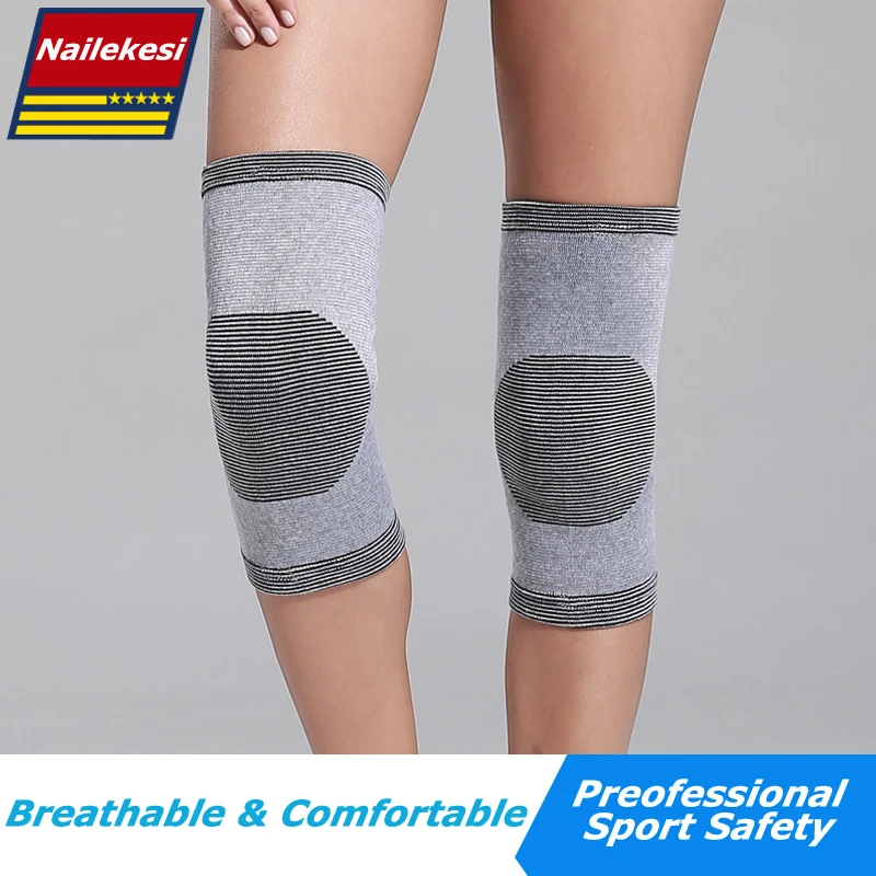 Hot Sale 1 Pair 2 Pcs Knee Protector Autumn Winter Full Season Elastic Breathable Knee Pads Relief Prevent Sports Knee Support