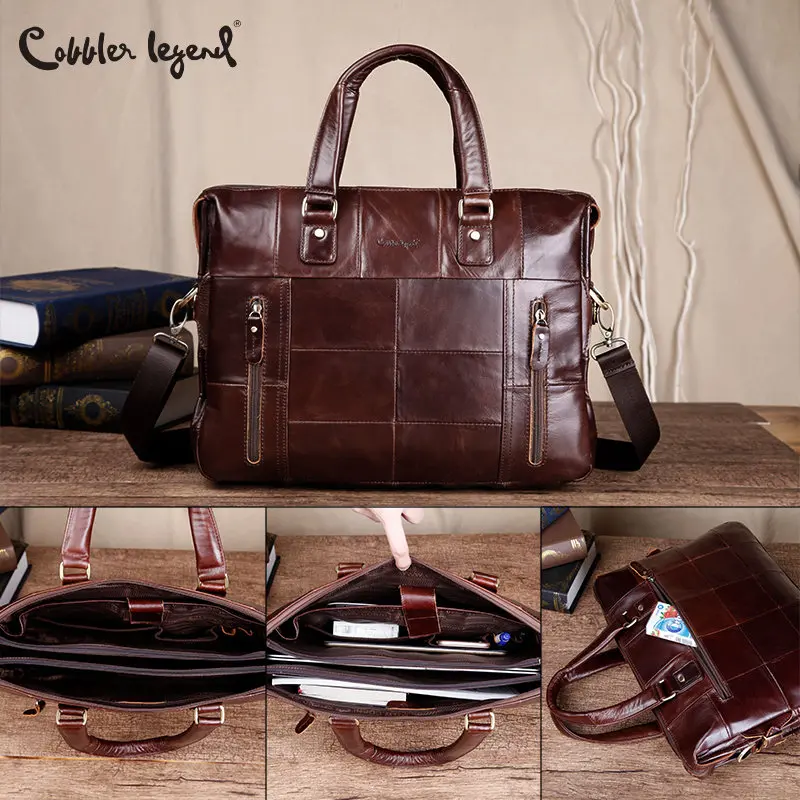 Cobbler Legend Genuine Leather Single Briefcase 13 inch Laptop Handbag Messenger Business Bags for Men Single Document Case
