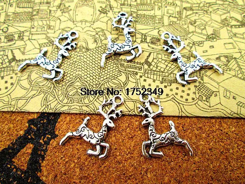 30pcs-- Reindeer Charms, Antique Tibetan silver deer charm pendatns 20x14mm