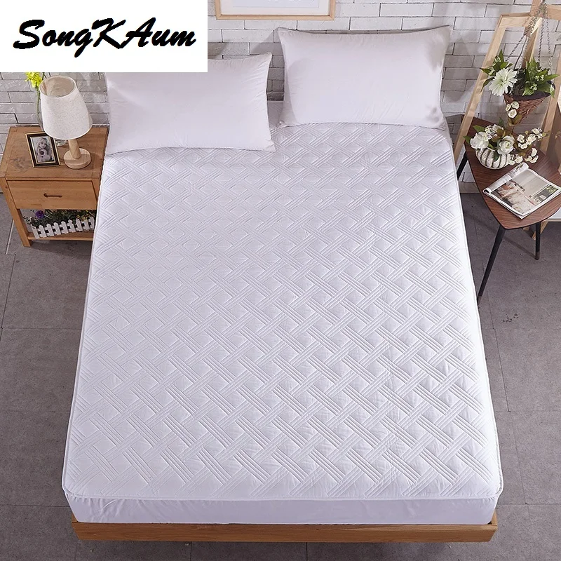 SongKAum Mattress Cover High-Quality Solid Color Bed Mattress Cover Pad Protector Sueding 100% Cotton Padded