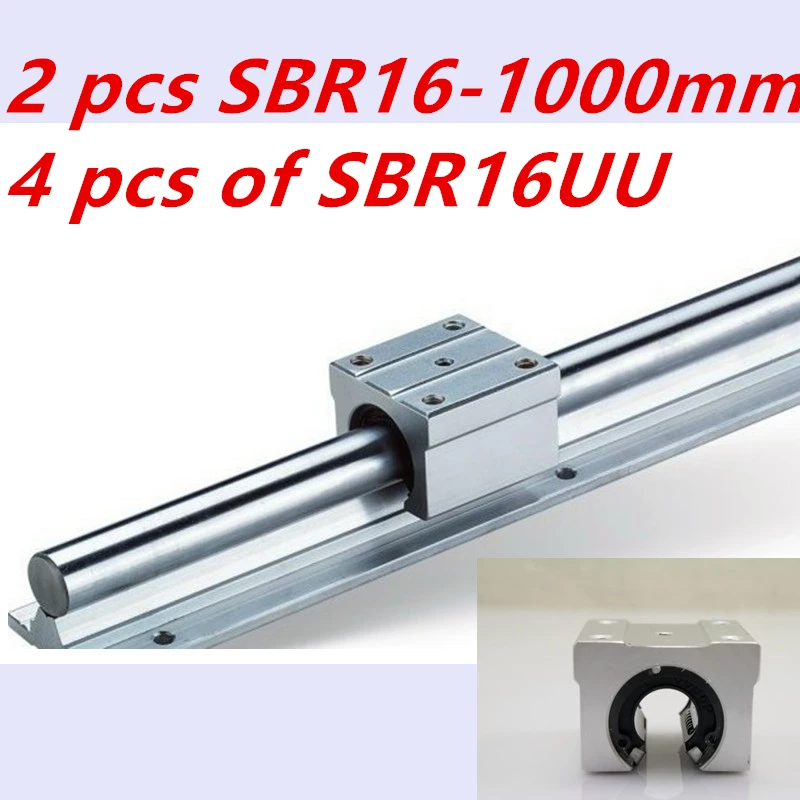 SBR16 1000mm linear guide set: SBR16 L1000mm(2pcs)+SBR16UU linear bearing block(4pcs)  cnc parts