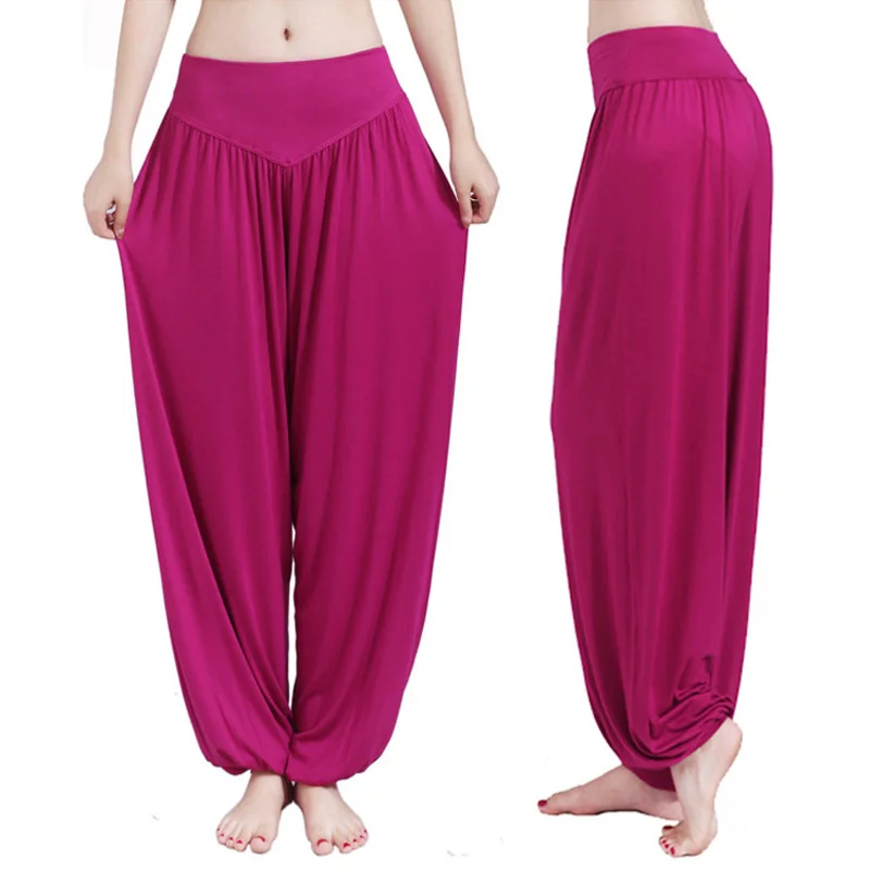 XXL plus size sport women yoga pants Colorful Harem Modal bloomers Dance Yoga TaiChi Full Length Pants Smooth legging Trouser