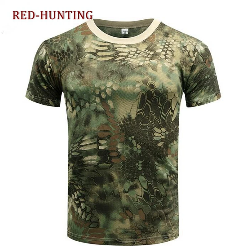 Tactical Military Camouflage T-shirt Men Breathable US Army Combat T Shirt Quick Dry Camo Outwear Camp Tees