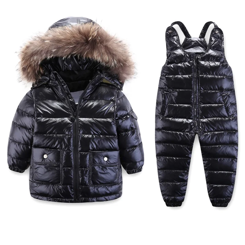 

3-8Y Winter Children Boys Girls White Duck Down Waterproof Suit Kids Down Jacket + Pants 2Pcs Ski Snowsuit Enfant Parka Coat