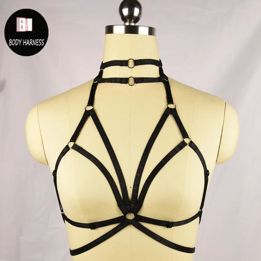 

colour elastic Harness Cage Bra Cupless Lingerie Body Harness Belt Crop Tops Bondage Lingerie Pole Clothes body harness