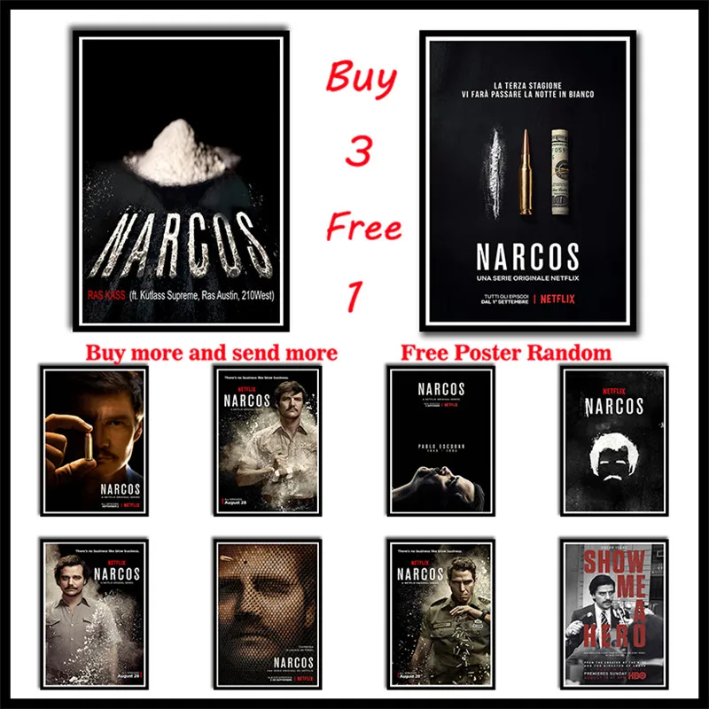 Season Narcos TV series Coated paper Posters Decorative Wall Art Home Bar Posters Decor Frameless