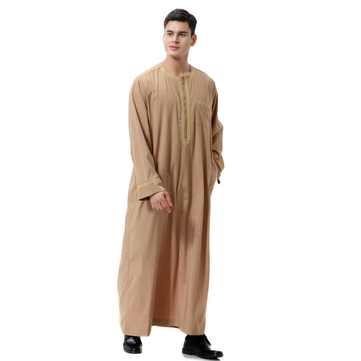 Gaun Maxi Muslim pria gaun jubah Abaya gaun Abaya Islam Ramadan Lebaran Timur Tengah Arab Dubai Kaftan Maxi gaun jubah musim semi baru