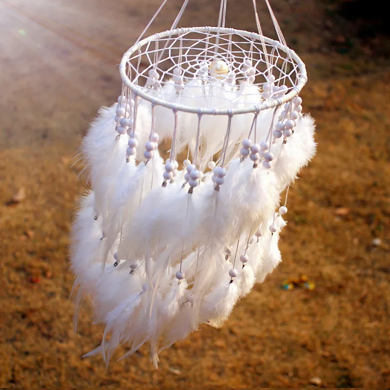 

12 color New fashion originality hanging Feather pearl Dreamcatcher Wind Chimes Indian Style Pendant Dream Catcher Gift